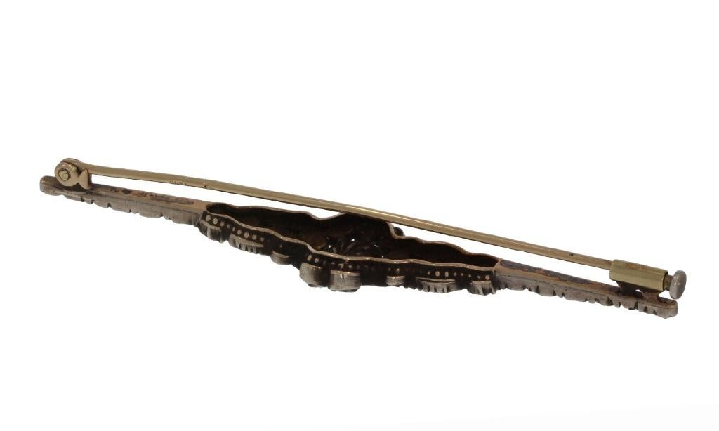 Diamanten 14k gouden antieke broche victoriaans zilver dames, Verzenden, Goud, Broche, Met edelsteen