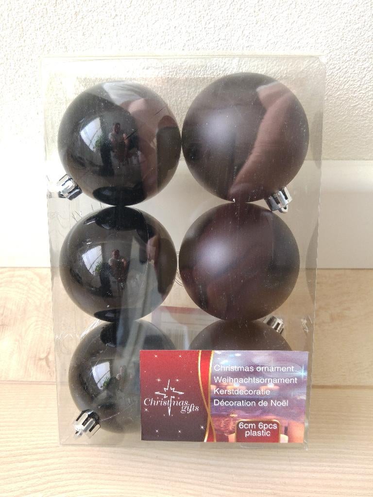 Doosje met 6 kerstballen: Zwart (3x) + Paars (3x) - NIEUW, Diversen, Ophalen of Verzenden, Nieuw