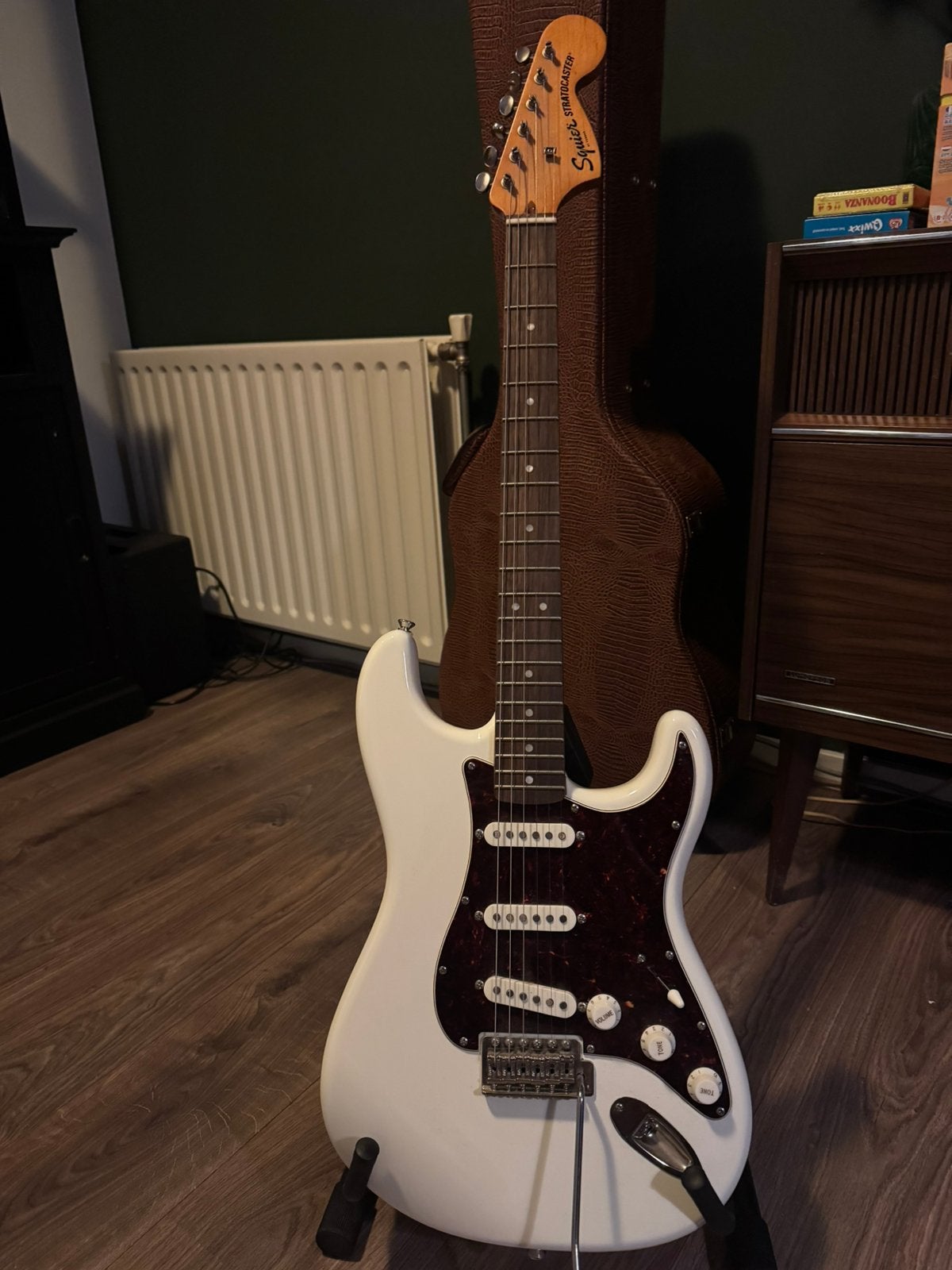 Squier Classic Vibe '70s Stratocaster Olympic White (gitaar), Ophalen, Zo goed als nieuw, Solid body, Fender