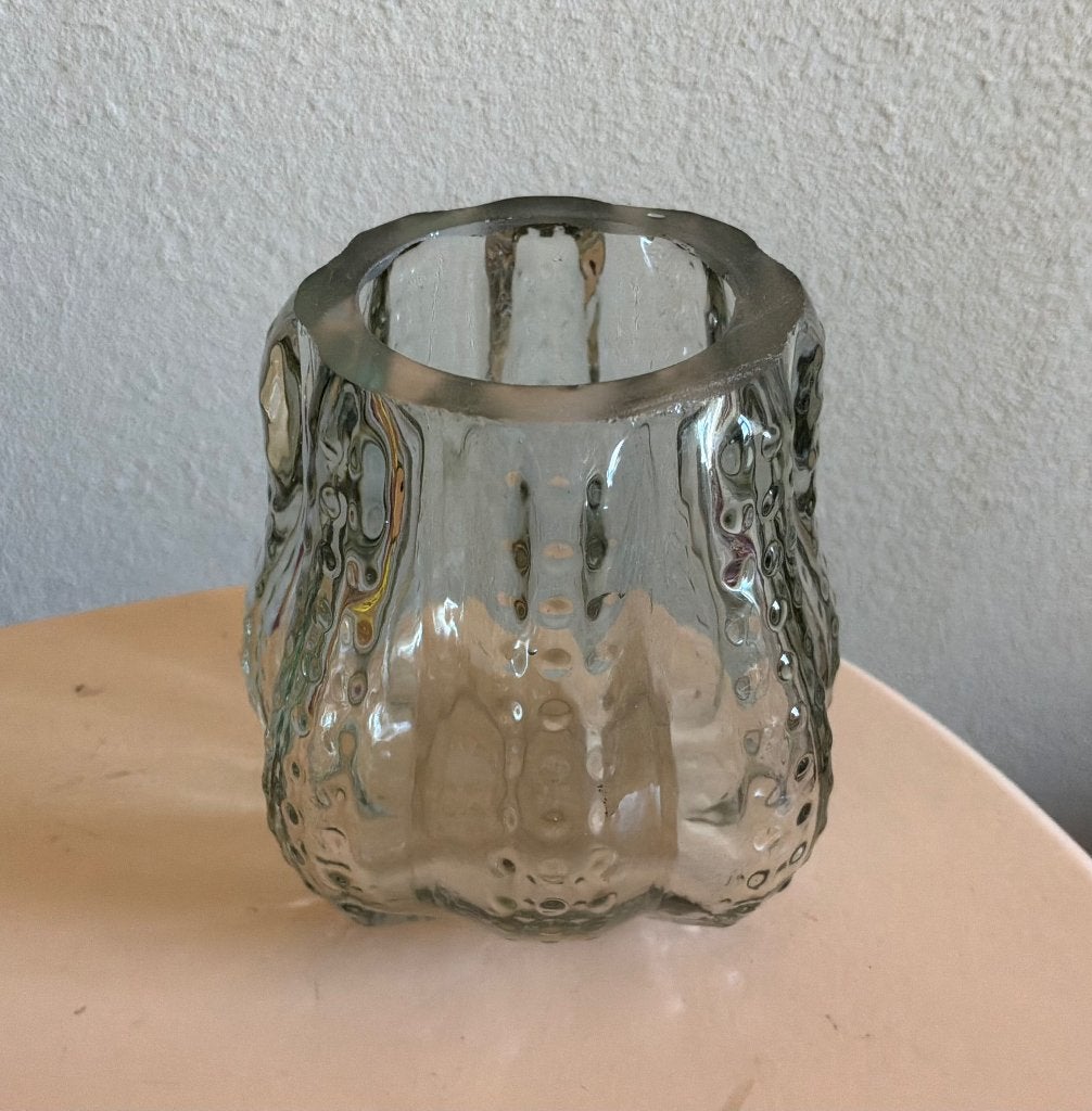 Knoflookvaasje, helder glas, 7x5 cm, Ophalen of Verzenden, Gebruikt, Glas, 7 cm