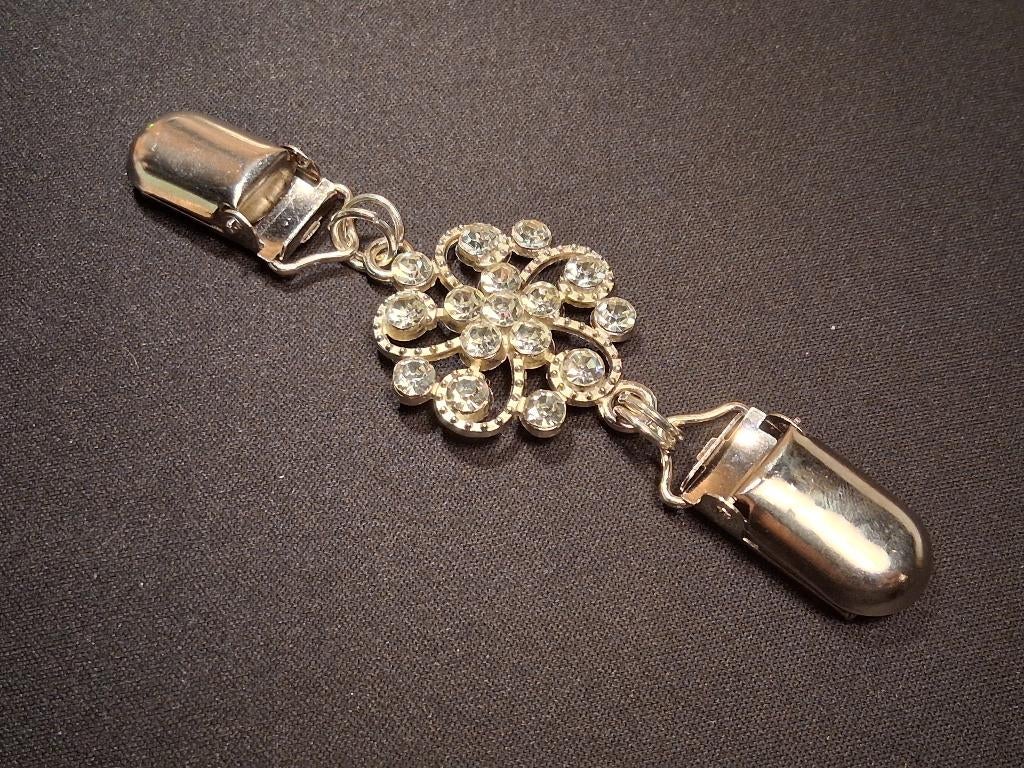 Boho Chic vest /sjaal Clip zilverkleurige bloem strass, Overige materialen, Nieuw, Ophalen of Verzenden, Zilver