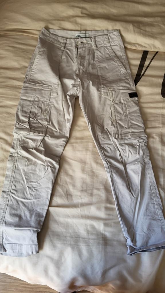 Zara Cargo Broek Beige Maat 38/40 (M), Maat 38/40 (M), Ophalen of Verzenden, Lang, Gedragen