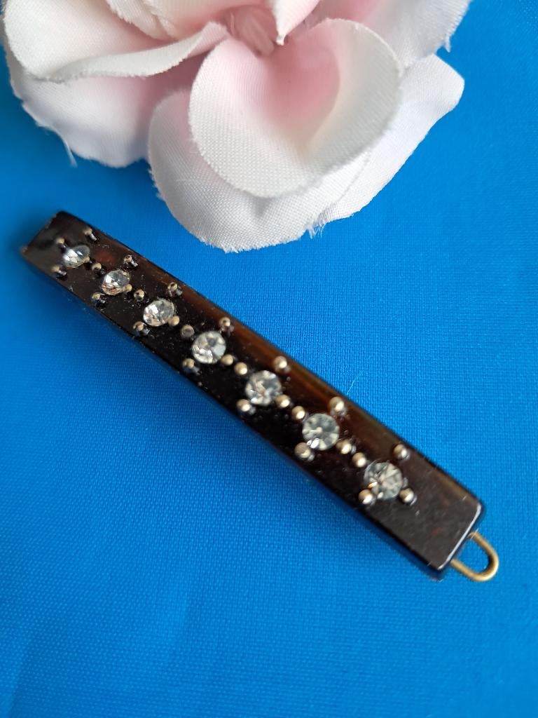 Vintage haarspeld haarknip met strass steentjes, Verzenden, Gebruikt, Haarspeld