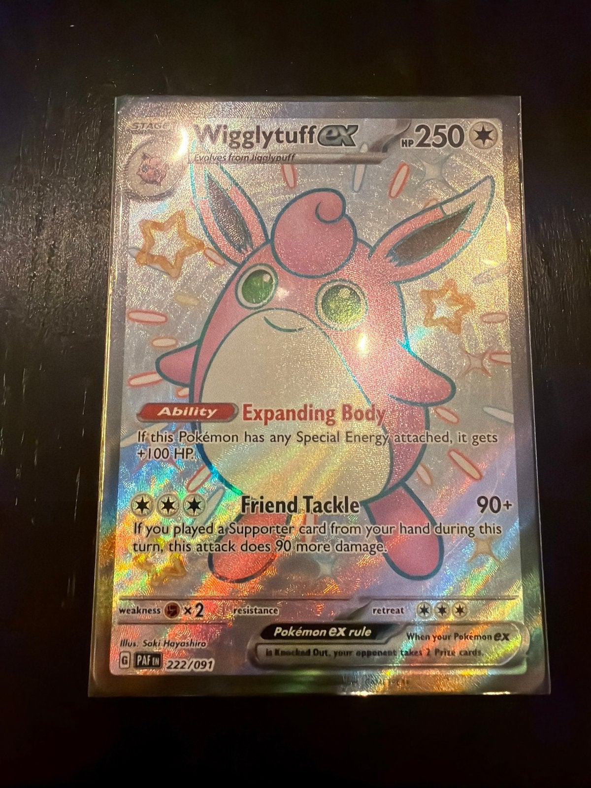 Wigglytuff ex 222/091 Pokemon kaart - Nieuwstaat, Ophalen of Verzenden, Zo goed als nieuw, Losse kaart, Foil