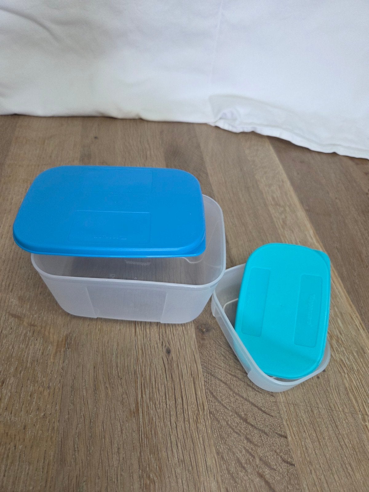 Tupperware vershoudbakjes set van 3 700 ml, 650 ml en 140ml, Bewaardoos, Blauw, Luchtdicht, Nieuw
