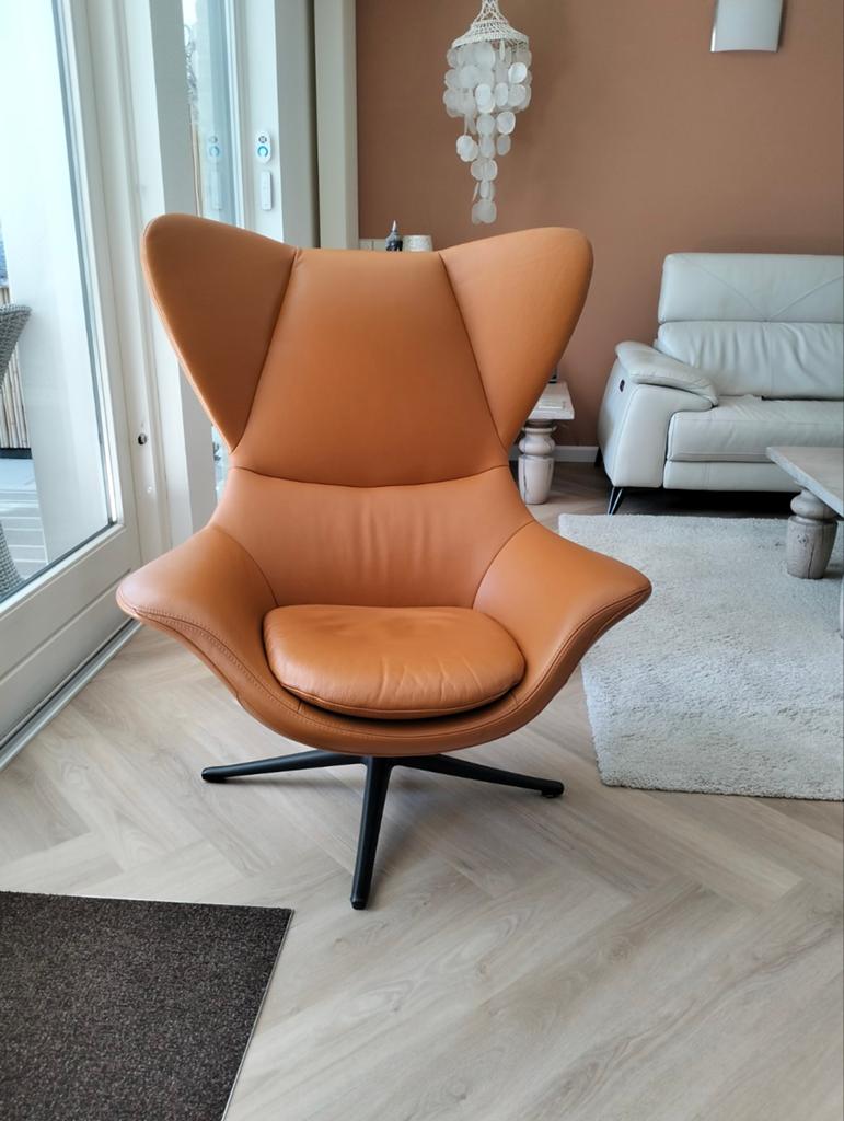 Prominent fauteuil cognac, Ophalen, Minder dan 75 cm, Nieuw, Leer