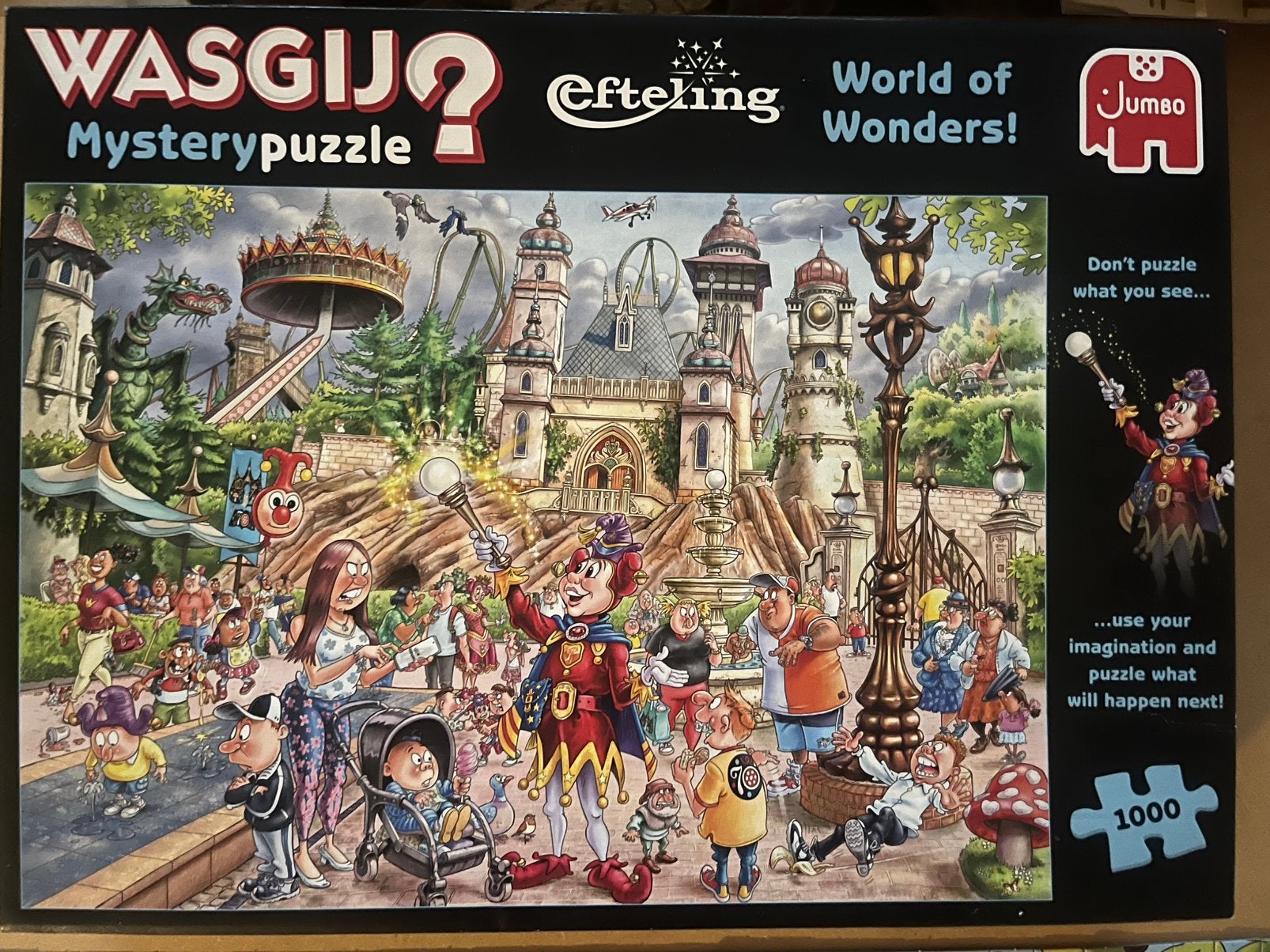 Leuke Wasgij Mysterypuzzel van de Efteling met 1000 stukjes., Ophalen of Verzenden, 500 t/m 1500 stukjes, Gebruikt