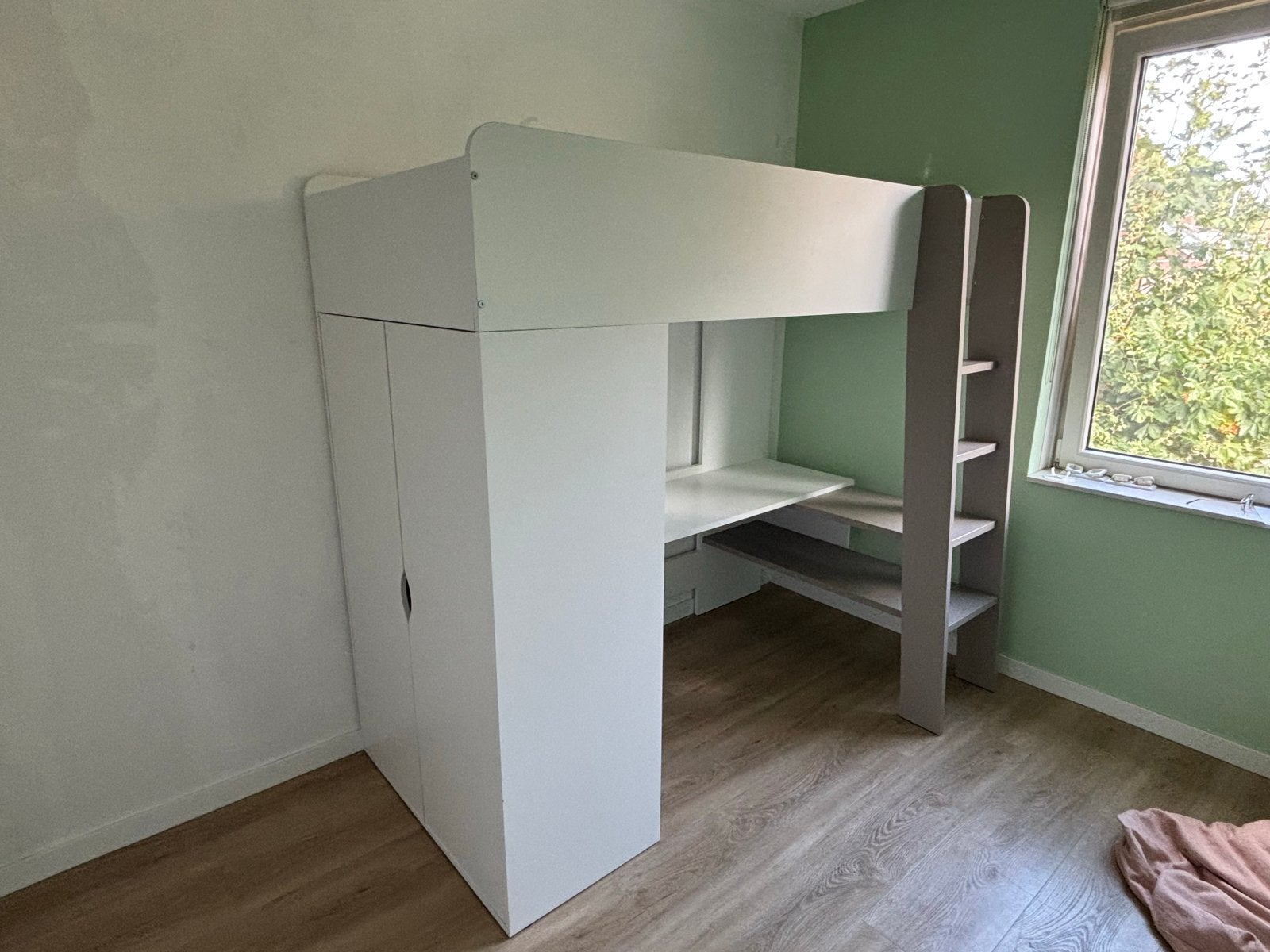 Hoogslaper met bureau en kledingkast, Ophalen, 85 tot 100 cm, Gebruikt, Hoogslaper of Stapelbed