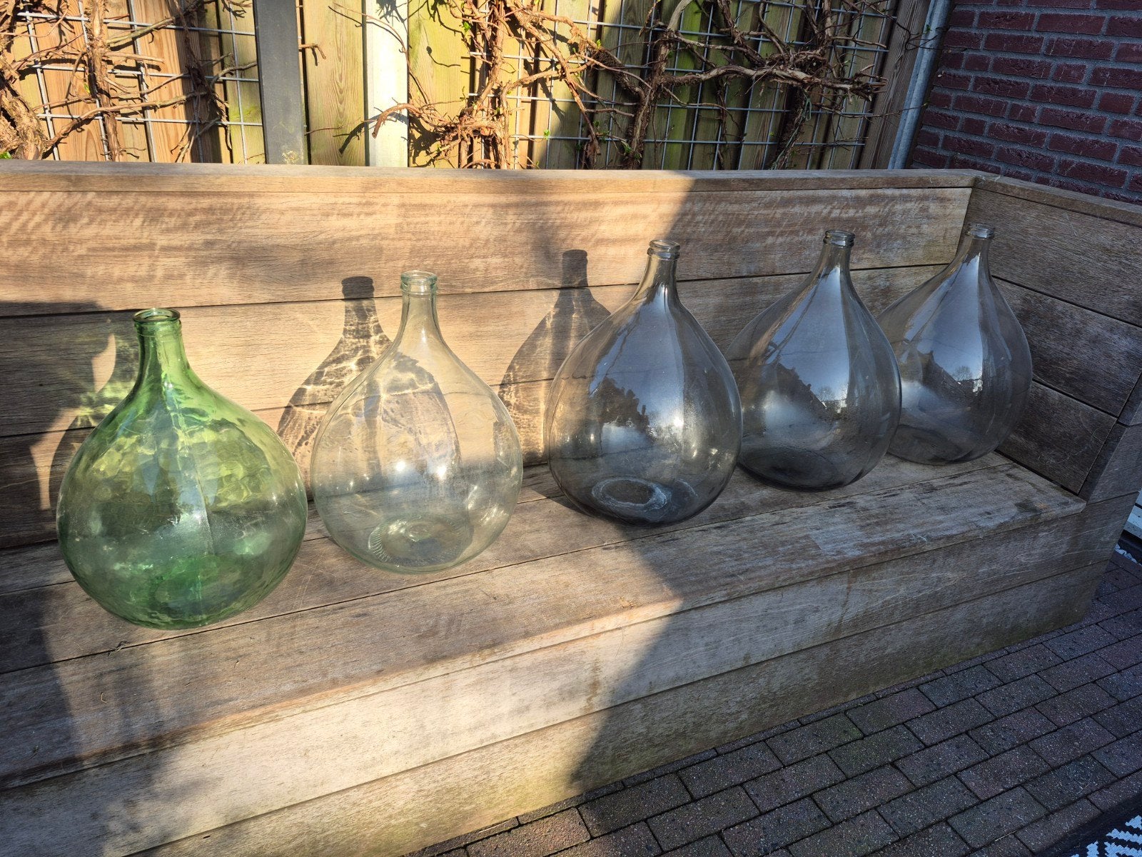 Grote glazen flessen / mandflessen - diverse maten, Ophalen