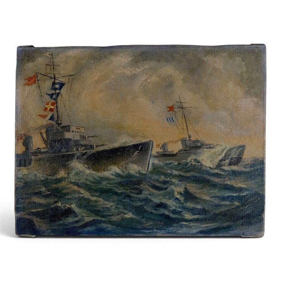 Hollandse School 20e eeuw - Twee torpedojagers op zee