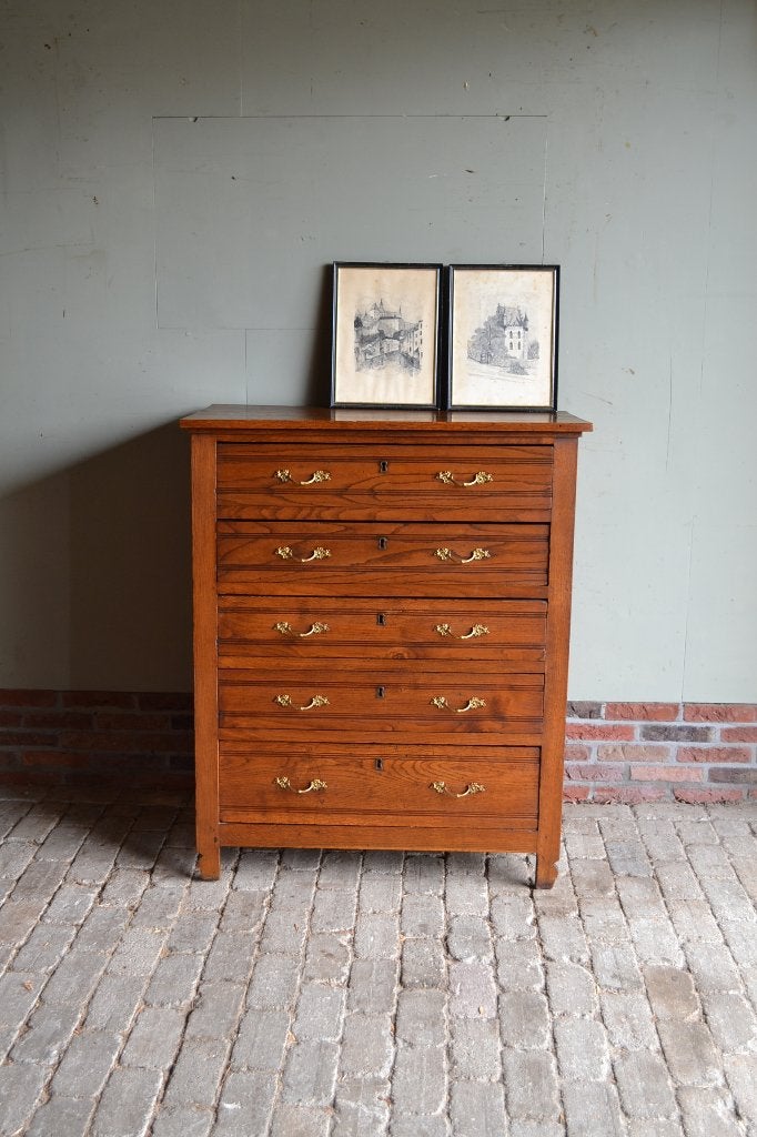 Prachtige strakke antieke eiken houten chiffoniere, ladekast, Verzenden