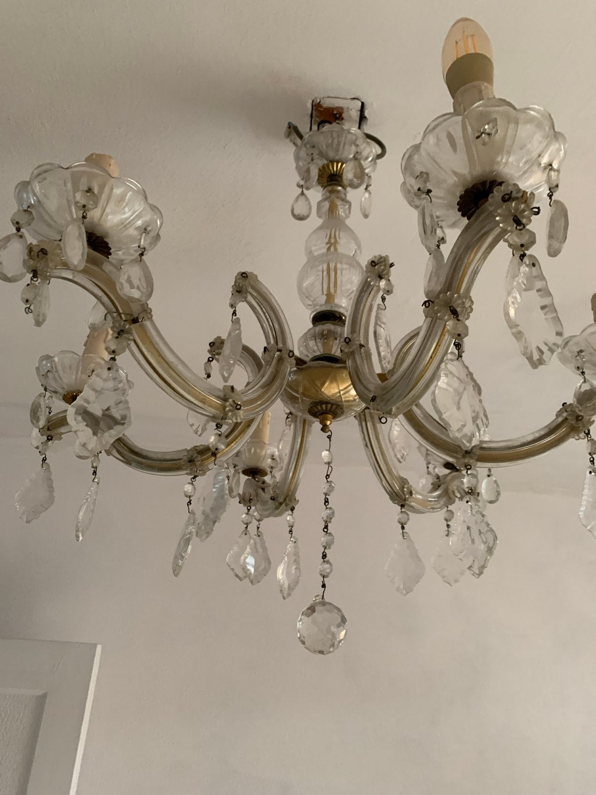 Elegante kroonluchter met kristallen hangers, Antiek en Kunst, Ophalen