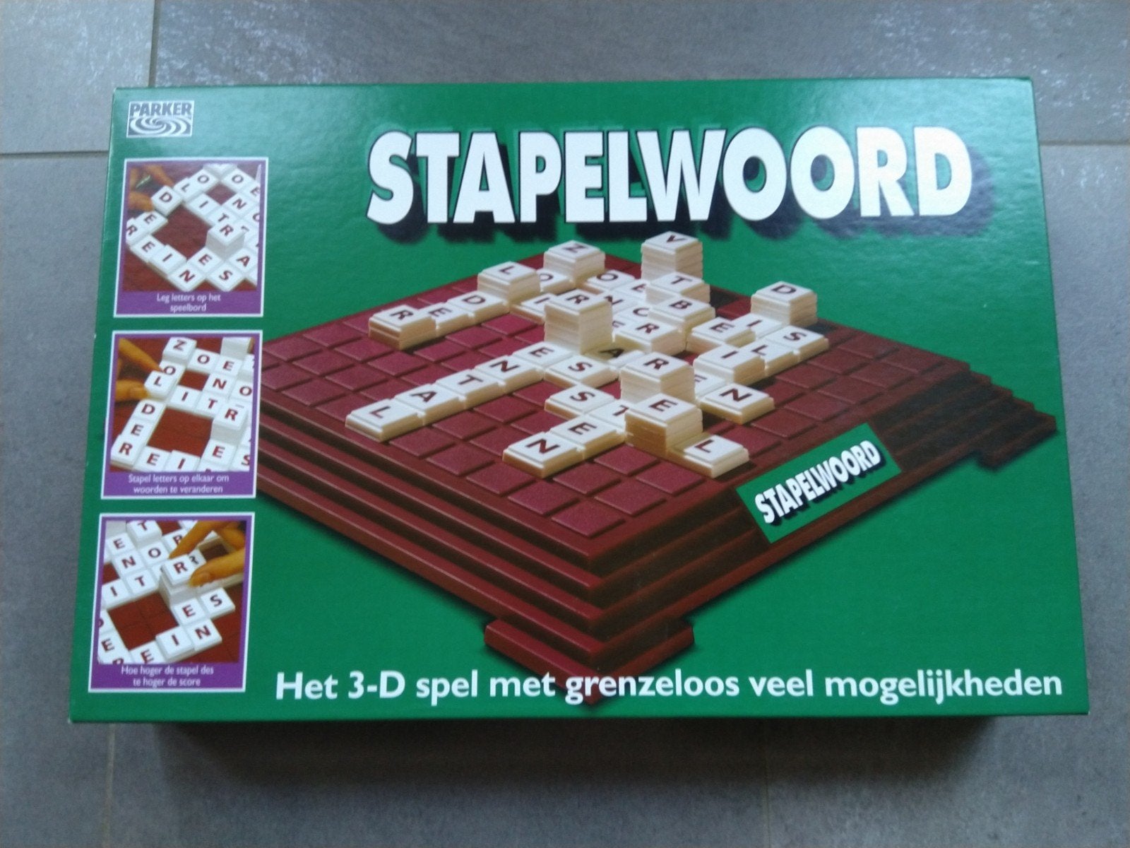 Stapelwoord gezelschapsspel (scrabble in 3 D)., Ophalen of Verzenden, Zo goed als nieuw, Parker