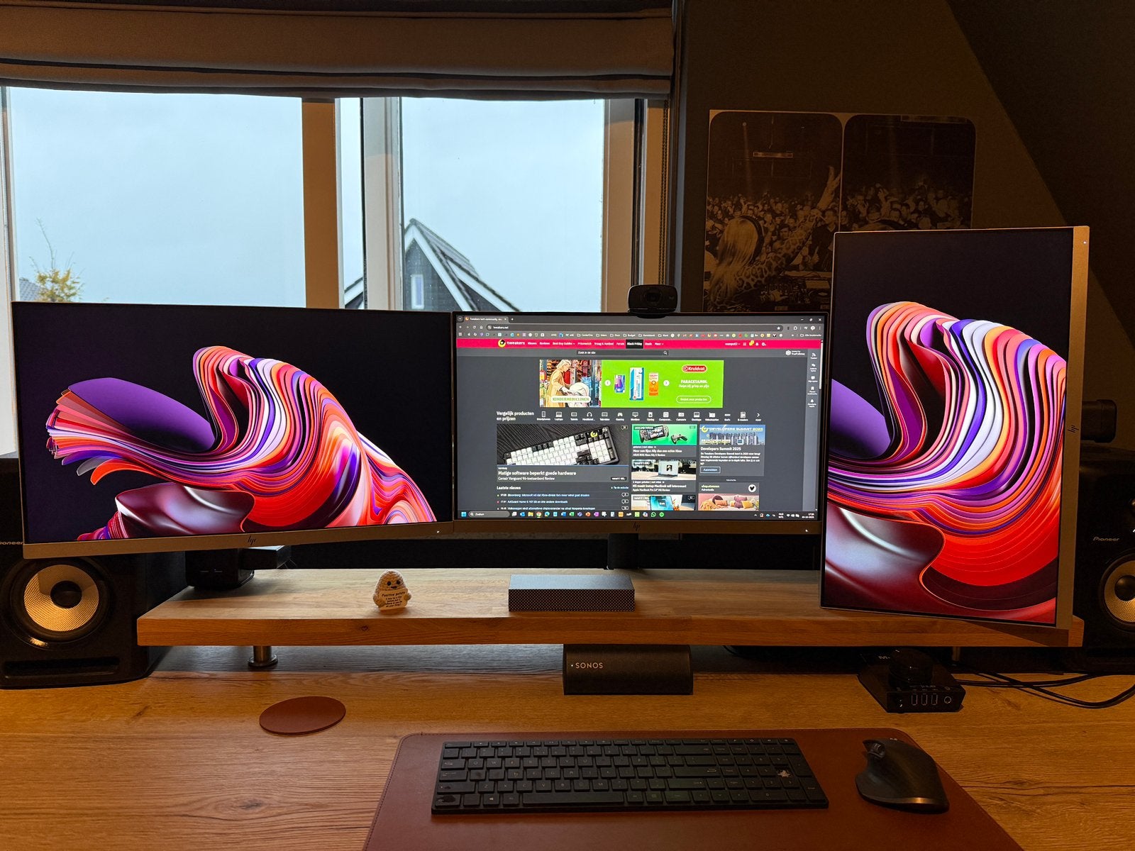 Complete monitor setup (3x HP E233, HP G5 Dock, webcam), Computers en Software, Monitoren, HDMI, Verzenden, Full HD, Zo goed als nieuw