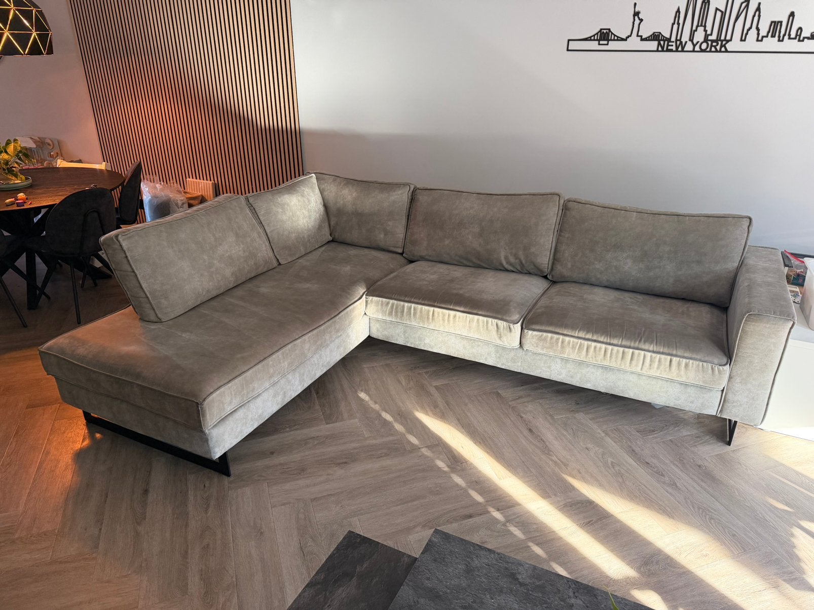 Moderne hoekbank met chaise longue, Ophalen, Zo goed als nieuw
