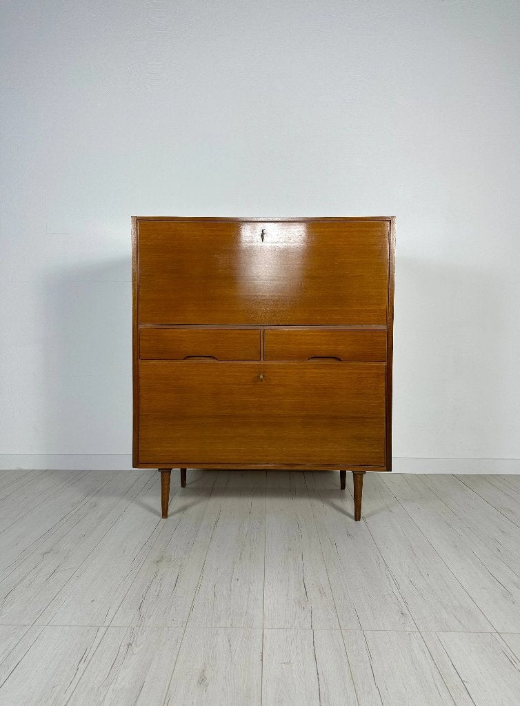 Minimalistische walnoot kast secretaire vintage jaren 60, Ophalen of Verzenden, Zo goed als nieuw, Vintage
