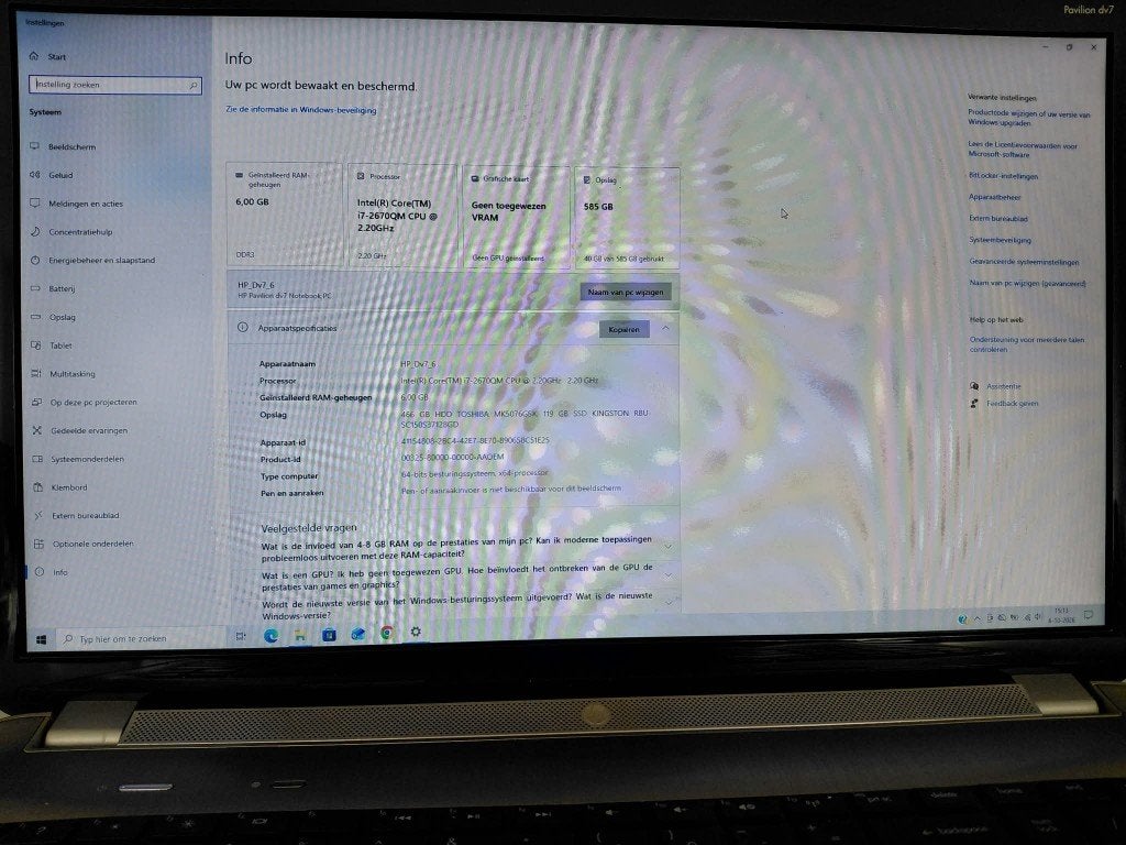 HP Pavilion Dv7, Computers en Software, Ophalen, 640 GB, 2 tot 3 Ghz, Qwerty