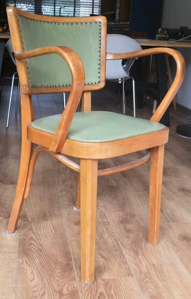 Thonet Ligna stoel - Vintage eetkamerstoel met armleuningen, Ophalen