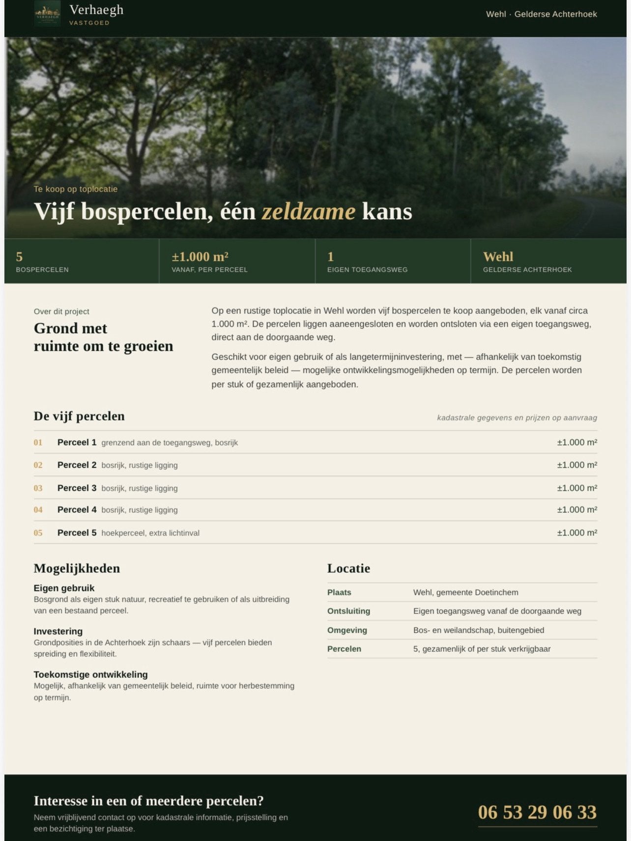 Te koop percelen bosgrond/hobbygrond/dagrecreatietoplocatie, Huizen en Kamers, 1000 tot 1500 m²