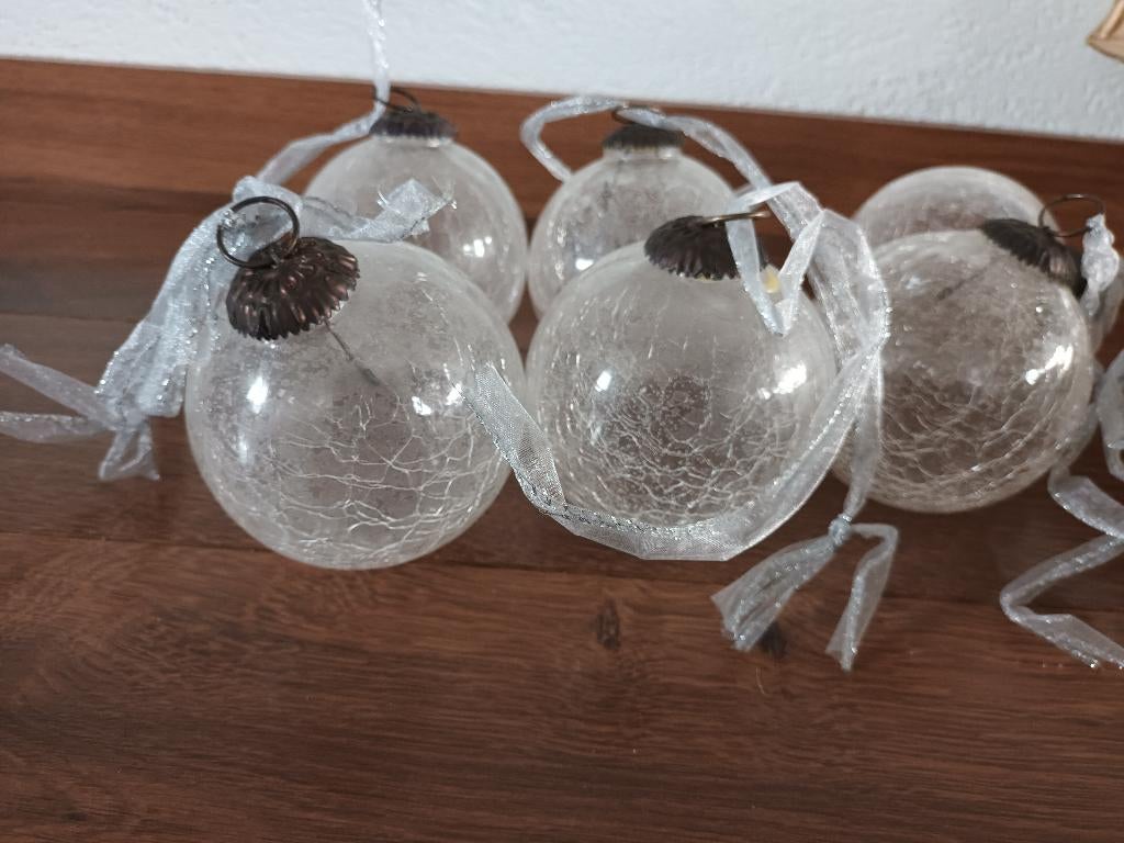 6 Zware glazen ballen kerstballen kerst glas ong 10cm bollen, Diversen, Kerst, Ophalen of Verzenden, Gebruikt