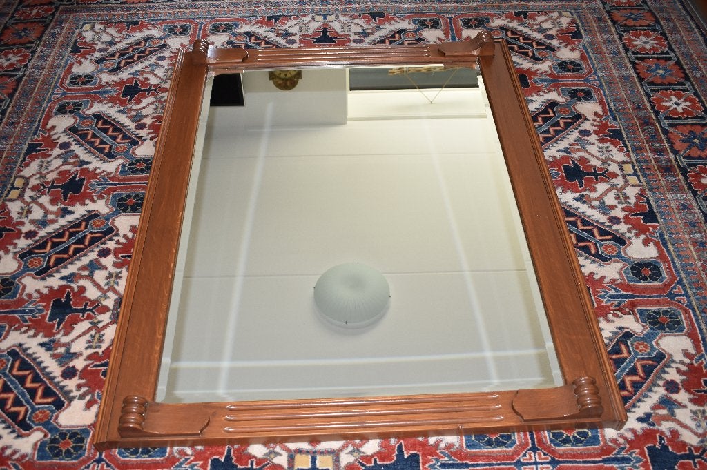 grote massief eiken spiegel handgemaakt als nieuw 126 x99 cm, Ophalen, 125 cm of meer, Zo goed als nieuw, Minder dan 100 cm