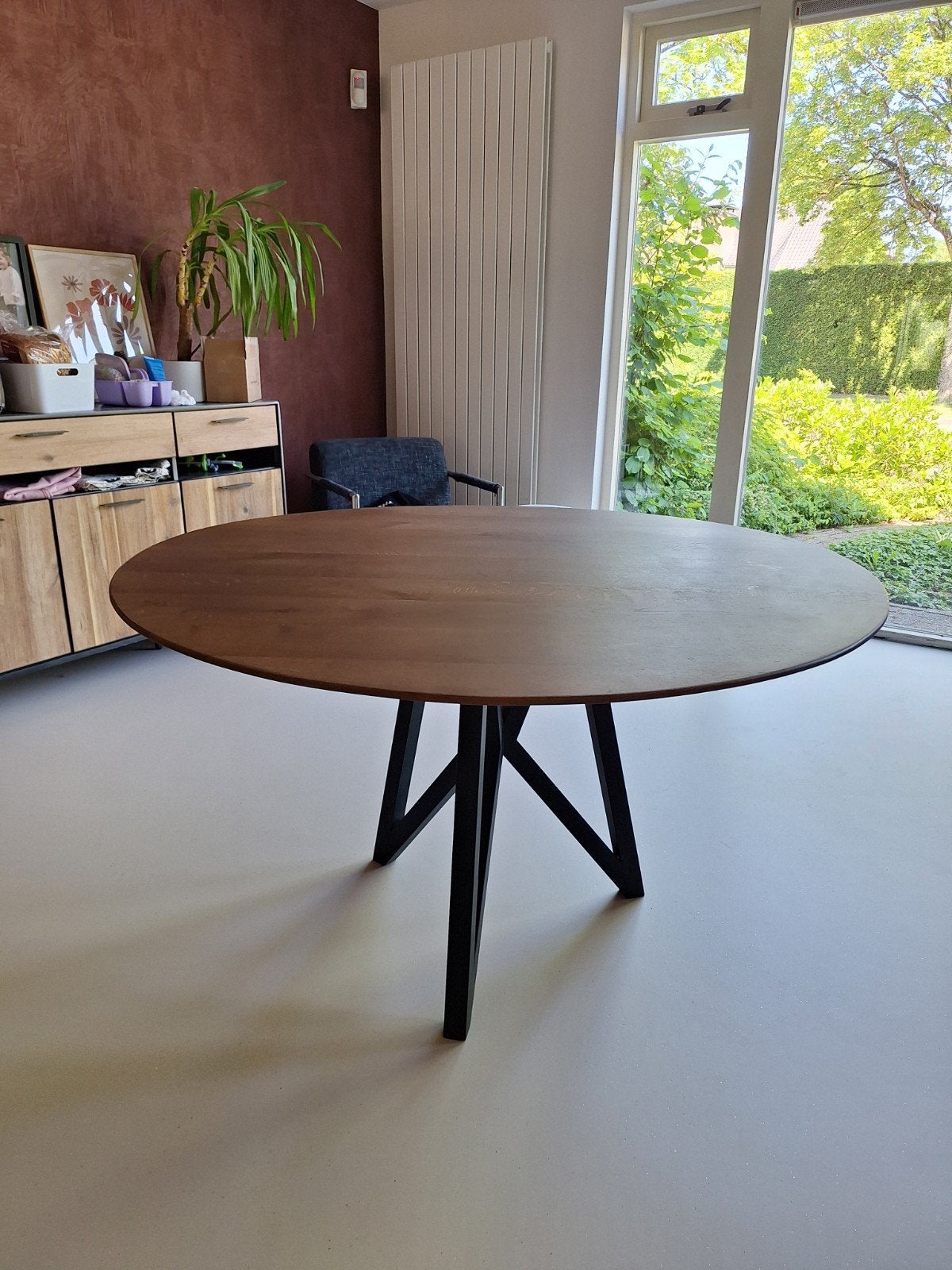 Ronde houten eettafel Rofra Home, 130cm, zwarte poot, Ophalen, Rond, 100 tot 150 cm, 100 tot 150 cm
