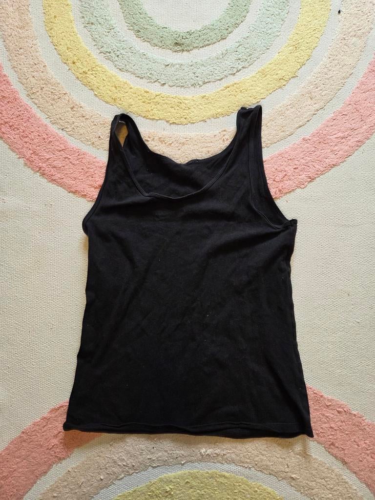 Zwart hemd maat m/l katoen/ elastaan labels er uit, Kleding | Dames, Maat 38/40 (M), Ophalen of Verzenden, Zonder mouw, Gedragen