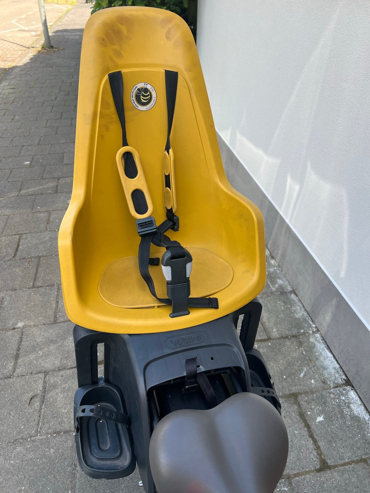 Bobike Achterzitje Geel - Gebruikt (tm 20 kg), Fietsen en Brommers, Fietsaccessoires | Fietsstoeltjes, Ophalen, Achterzitje, 9 t/m 18 kg