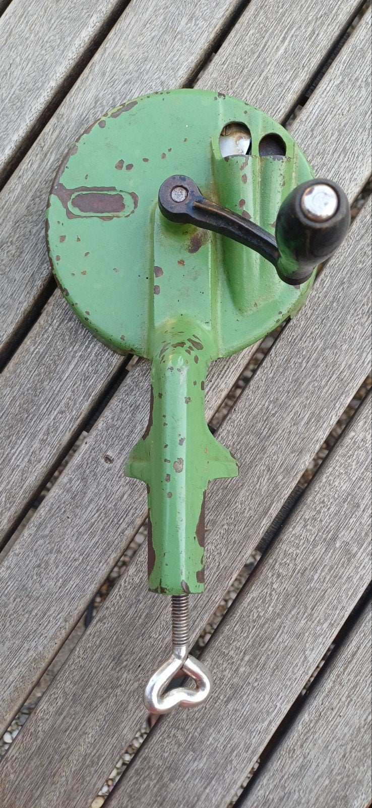 Vintage PeDe Snijbonenmolen - Groen Gietijzer, Verzenden
