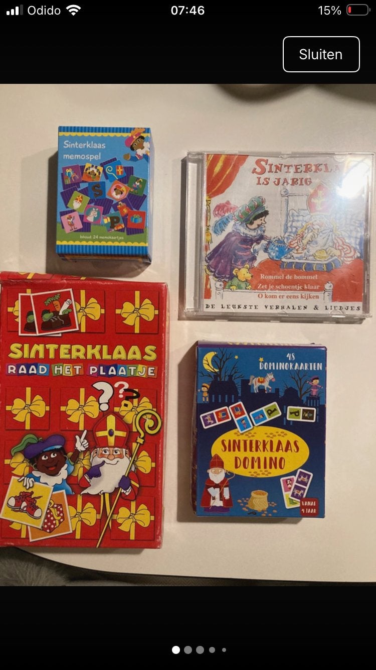 Sinterklaas Spellenpakket: Memo, Domino & Raad het Plaatje, Ophalen of Verzenden, Gebruikt, Overige typen