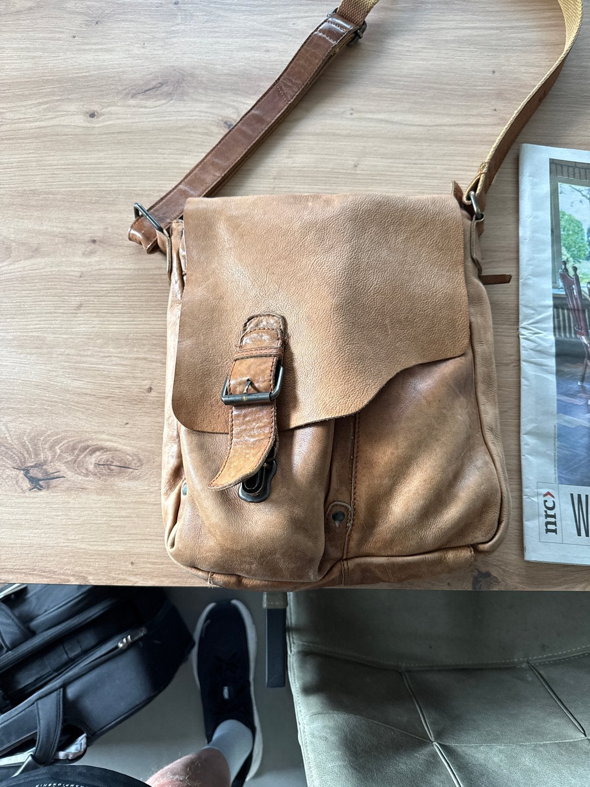 Leren schoudertas van Bear Design, Overige merken, Gebruikt, Bruin, Ophalen of Verzenden