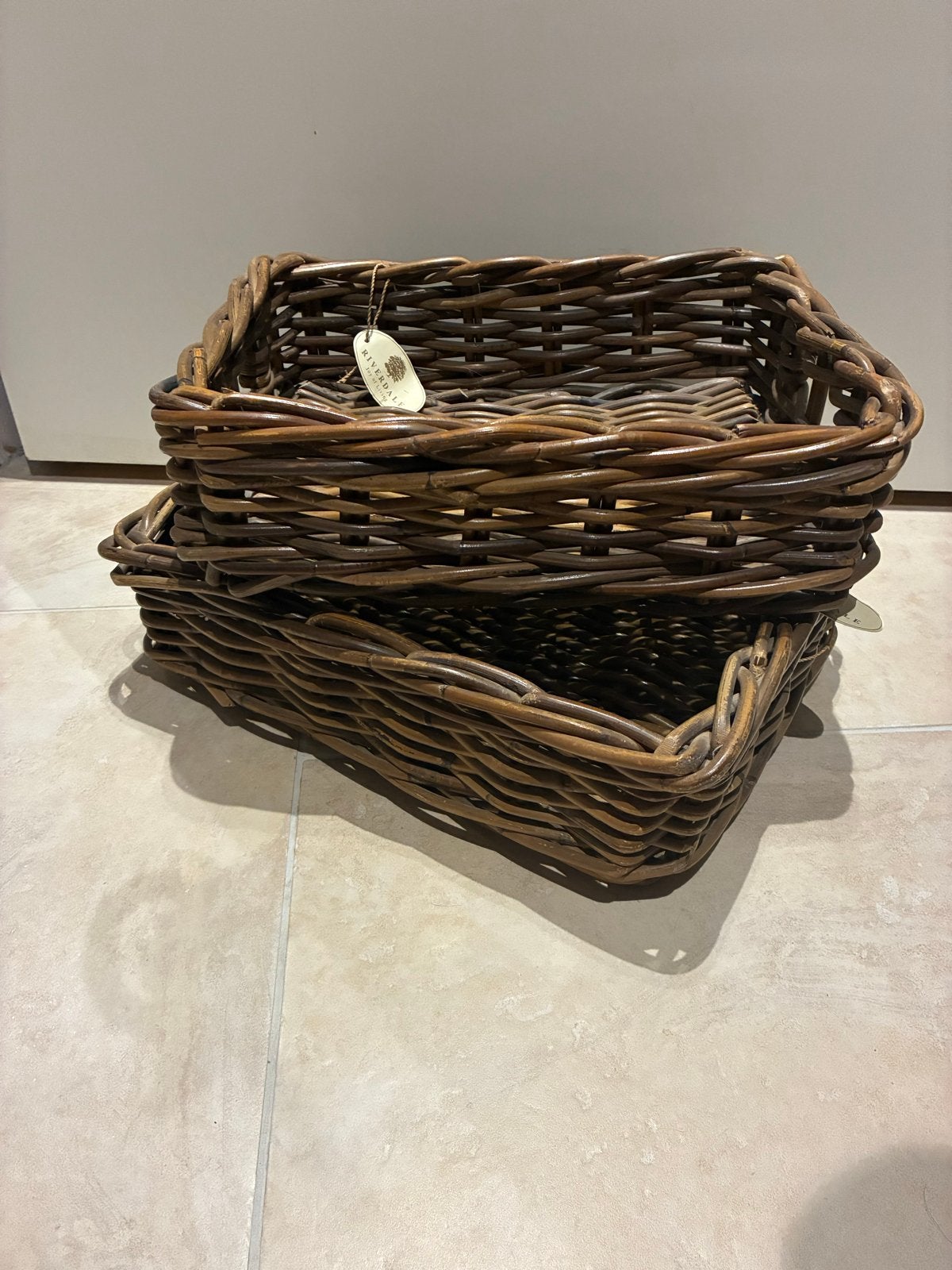 Riverdale rieten manden set - 39x29x12cm, Huis en Inrichting, Gebruikt, Gevlochten, Mand, Ophalen of Verzenden