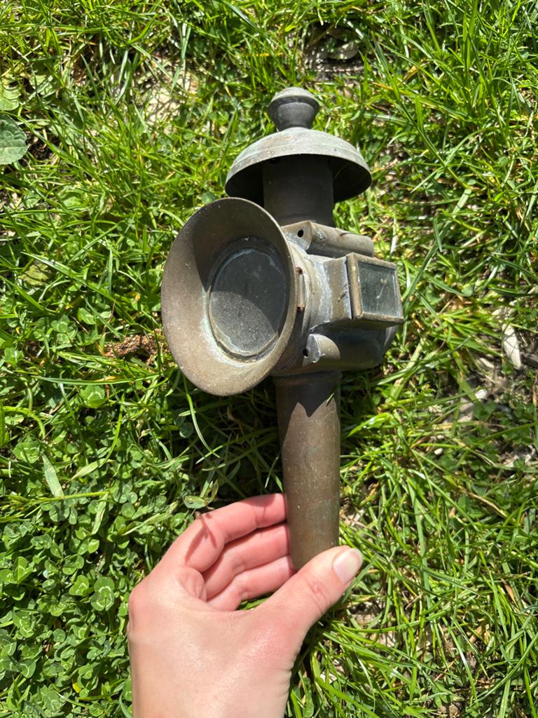 Antieke koperen lantaarn - Vintage scheepslamp, Antiek en Kunst, Ophalen of Verzenden