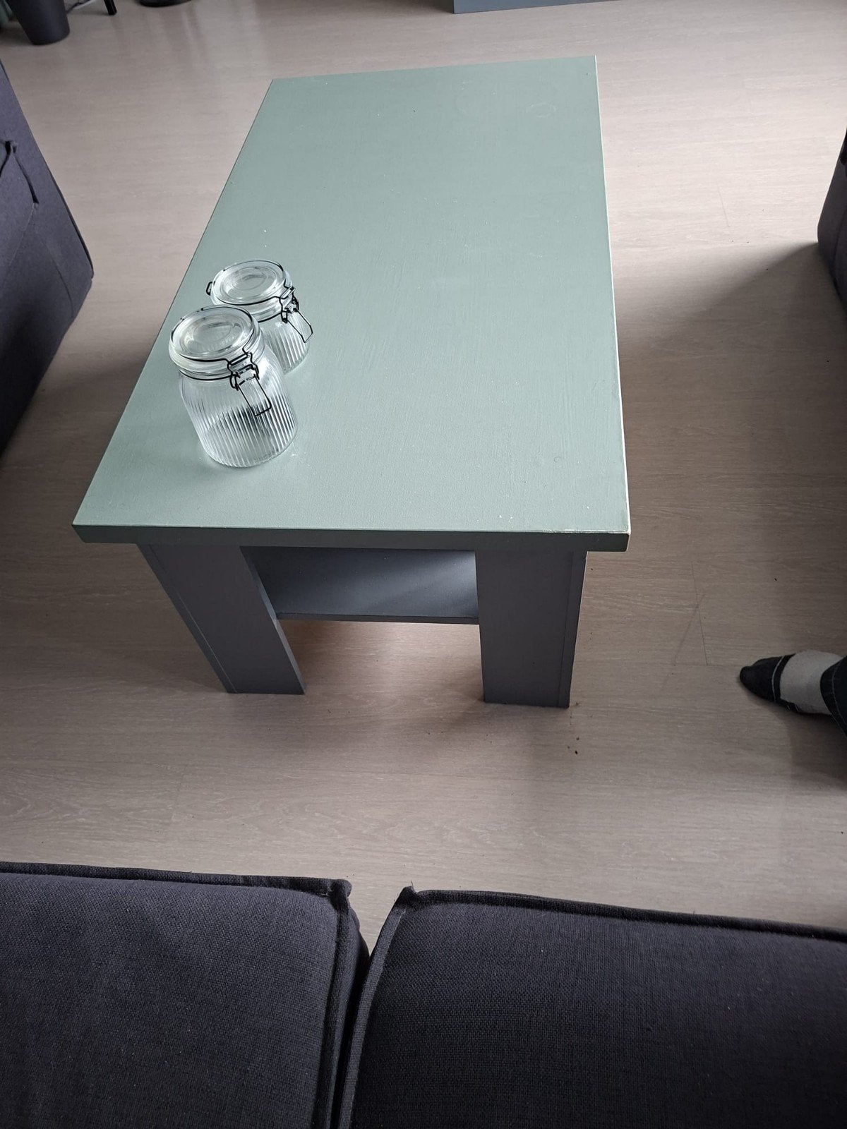 Salontafel  Grijs/Mintgroen, Ophalen, Gebruikt, 50 tot 100 cm, 50 tot 100 cm
