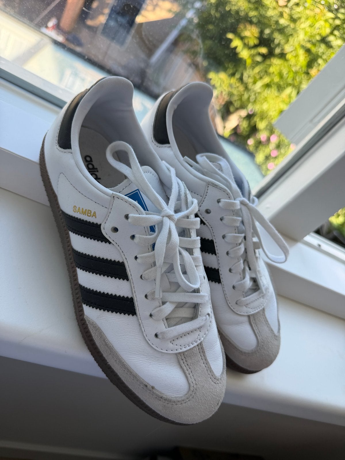 Adidas Samba sneakers wit met zwarte strepen, maat 38, Verzenden, Gedragen, Wit, Sneakers of Gympen