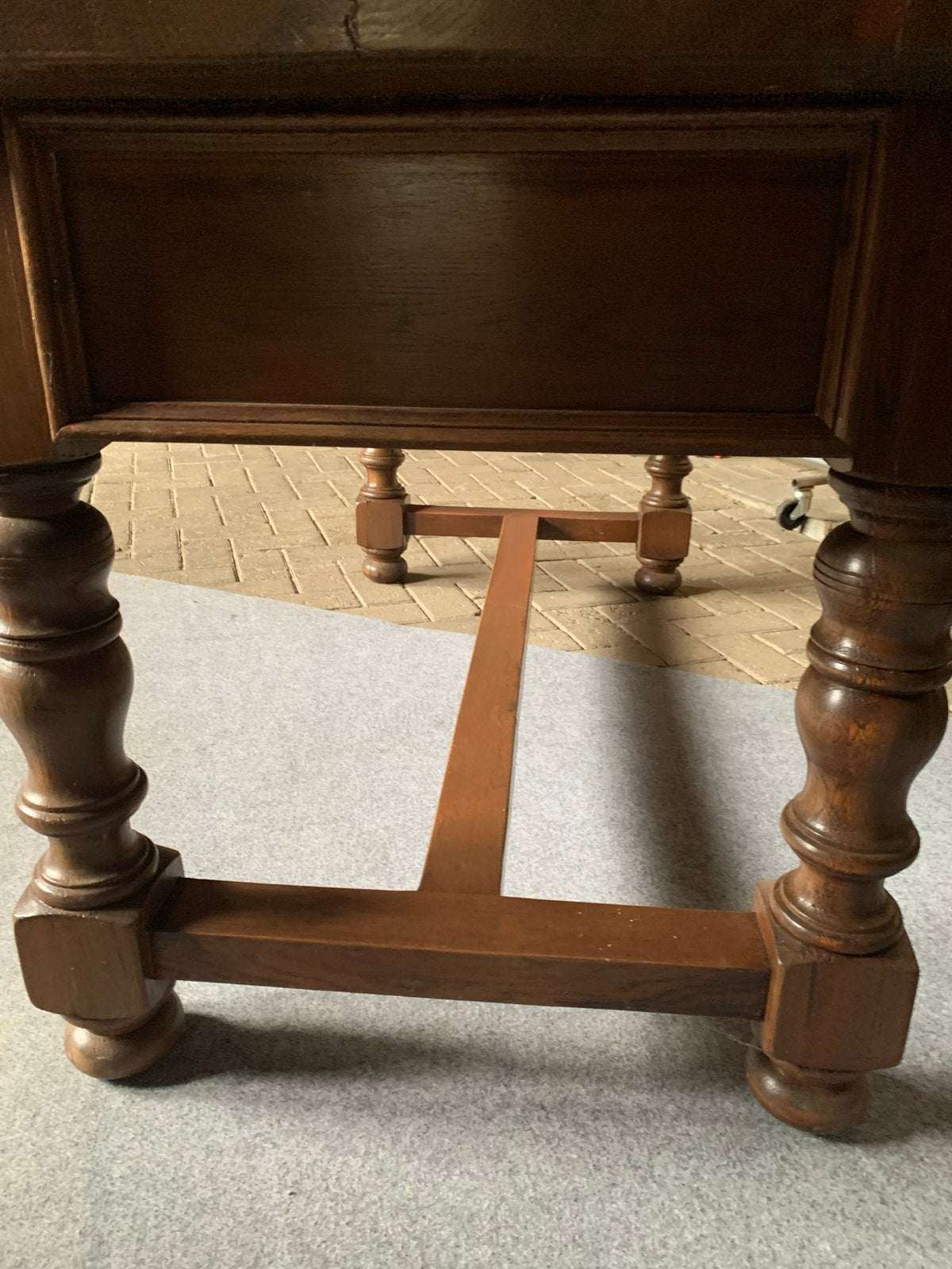 Massief Eiken Bureau - 160x74x76 cm met Lades, Ophalen, Overige typen, Gebruikt, Bruin
