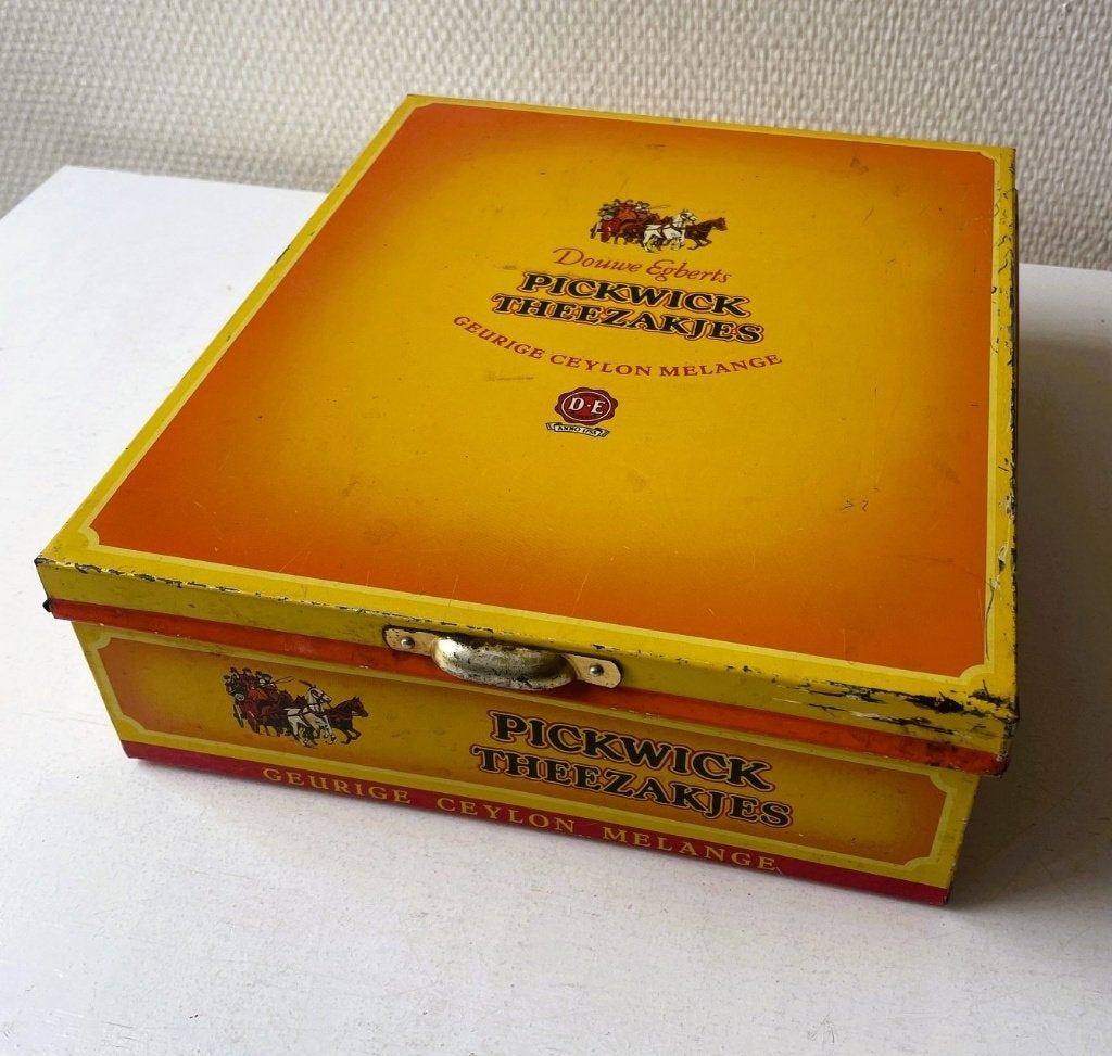 Douwe Egberts / Pickwick - vintage blik - groot formaat, Verzamelen, Verzenden, Gebruikt, Thee, Douwe Egberts