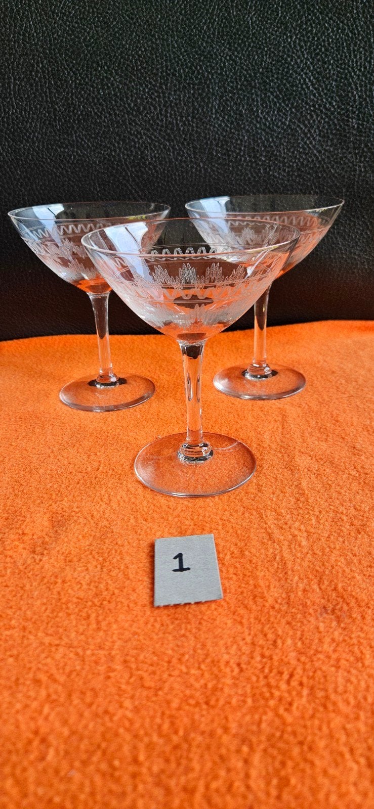 3 Antieke Martini / Champagne Schaal Glazen - Kristal, Antiek en Kunst, Ophalen of Verzenden