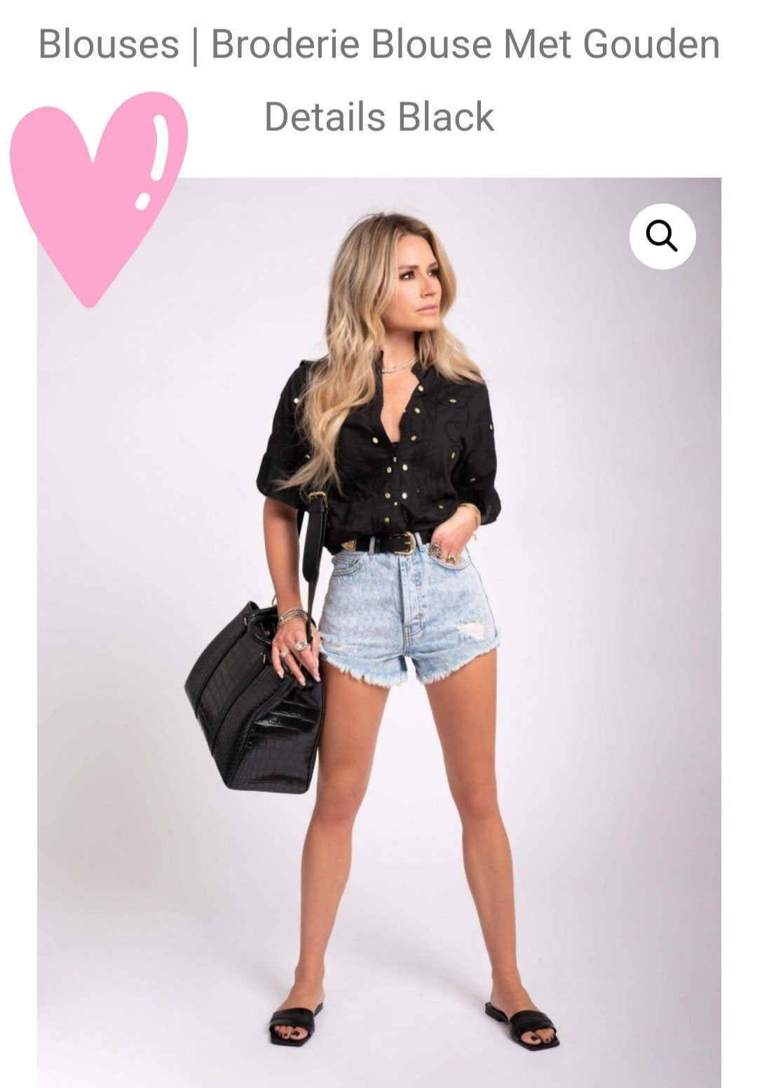 Nikkie set: spijkerbroekje 29 met top zwart gouden studs, Kleding | Dames, Broeken en Pantalons, Ophalen of Verzenden