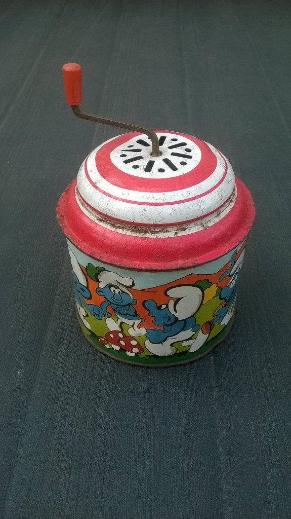 Smurfen muziekdoos – Vintage, Verzenden, Zo goed als nieuw, Verschillende Smurfen, Gebruiksvoorwerp
