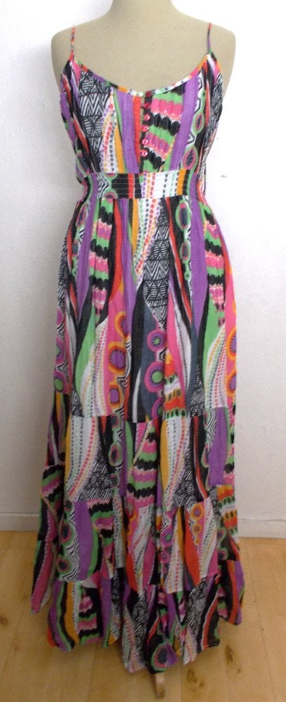 Fleurige katoenen maxi stroken print jurk van Coline! XXL, Overige kleuren, Verzenden, Maat 46/48 (XL) of groter, Zo goed als nieuw