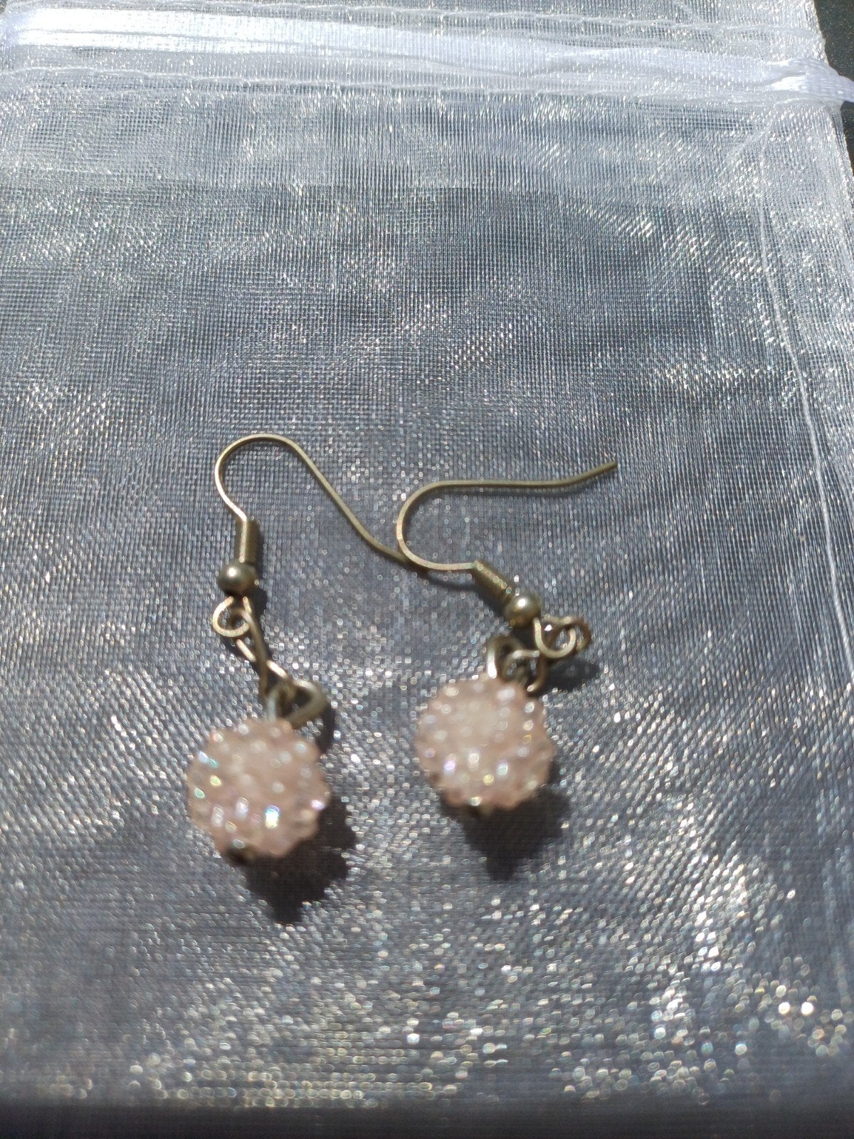 Roze oorbellen met glinsters, Met kristal, Overige materialen, Hangers, Nieuw