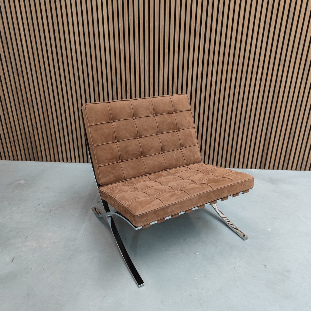 Knoll Barcelona chair - Cognac Suede limited edition, Antiek en Kunst, Ophalen of Verzenden