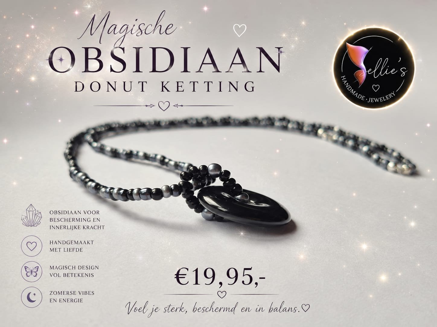🦋 Sellie's handmade jewelery 🦋, Sieraden, Tassen en Uiterlijk, Kettingen, Zwart, Nieuw, Ophalen of Verzenden, Steen of Mineraal