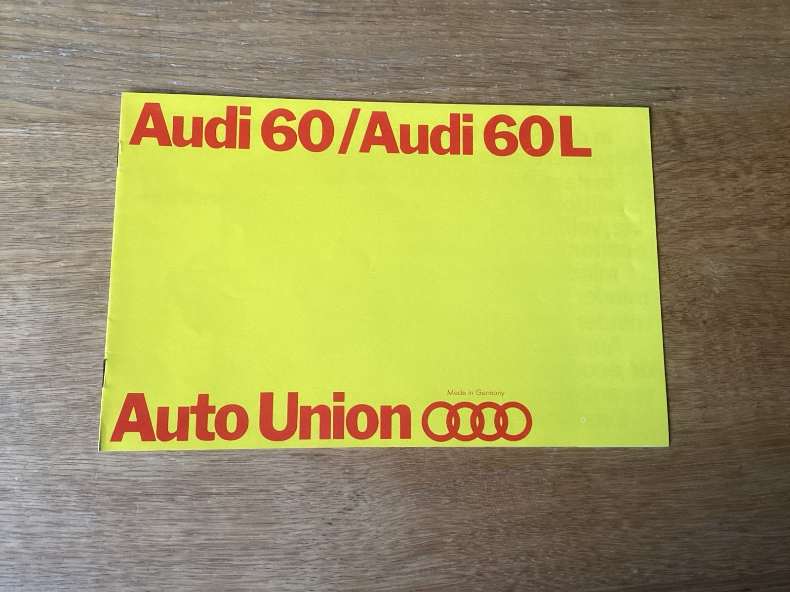 Audi 60/Audi 60L Auto Union brochure 1969, Ophalen of Verzenden, Gelezen, Audi