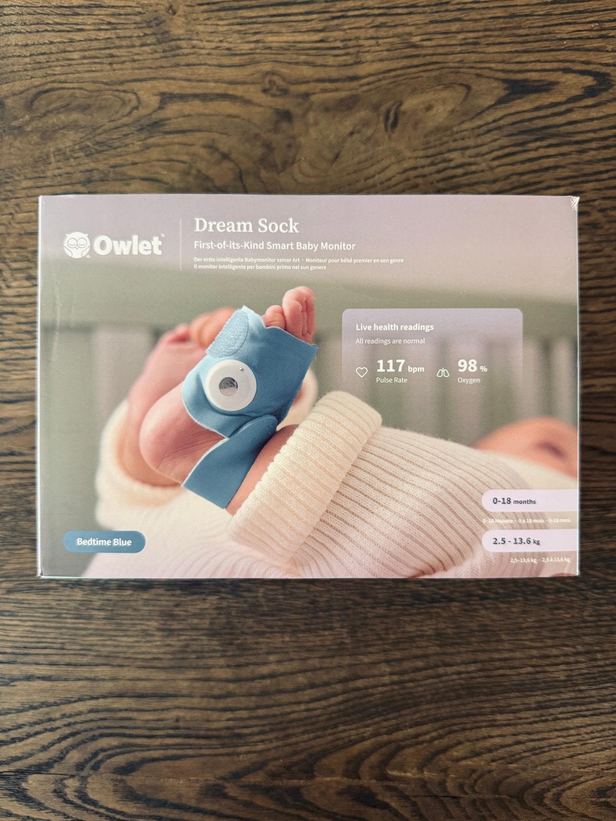 Owlet Dream Sock Smart Baby Monitor -  Blauw, Ophalen of Verzenden, Zo goed als nieuw, 250 meter of meer, Digitaal