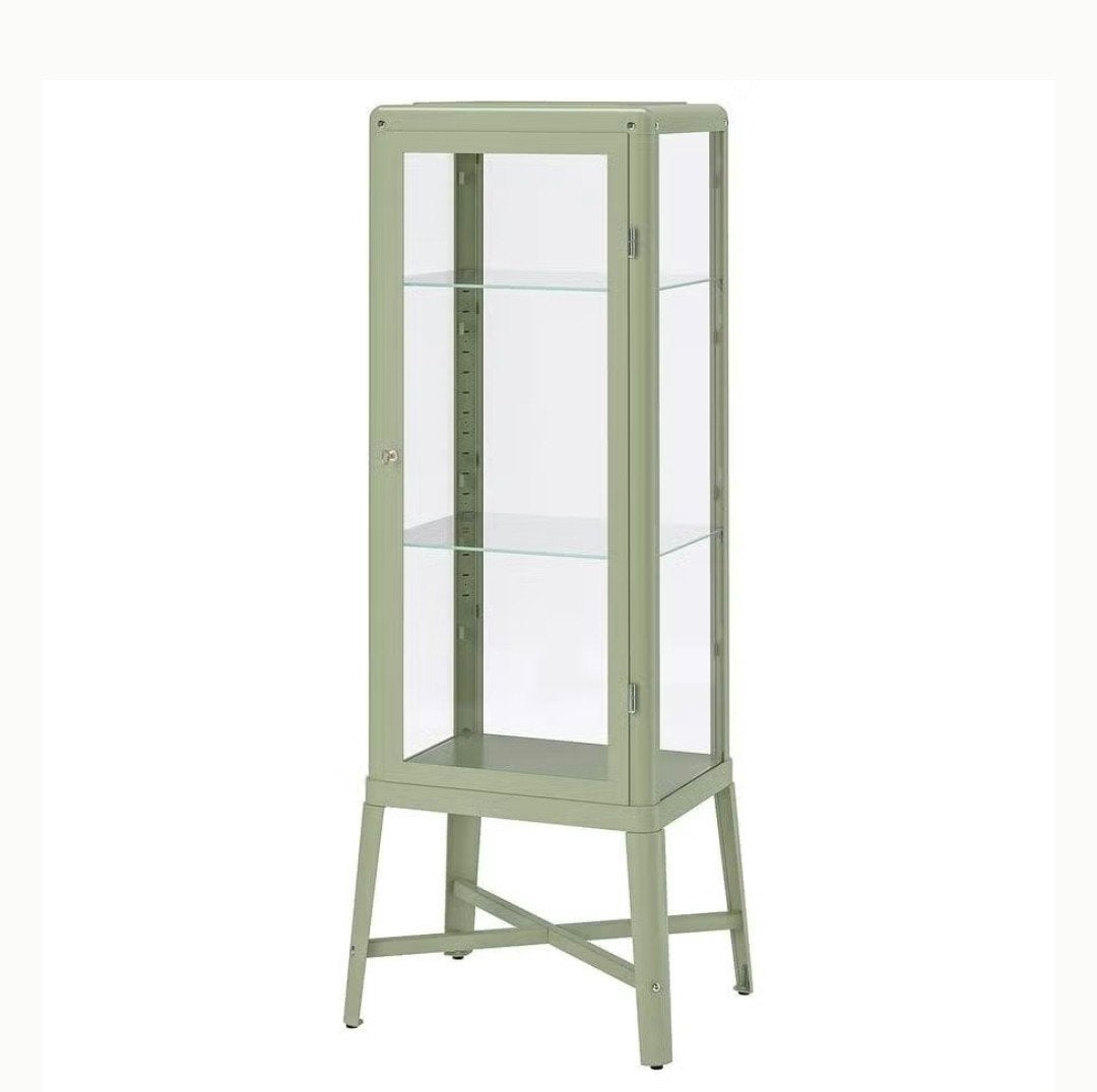Gezocht: Fabrikor vitrinekast mintgroen ikea. tot 100 euro., Ophalen, 50 tot 100 cm, Zo goed als nieuw, Minder dan 100 cm