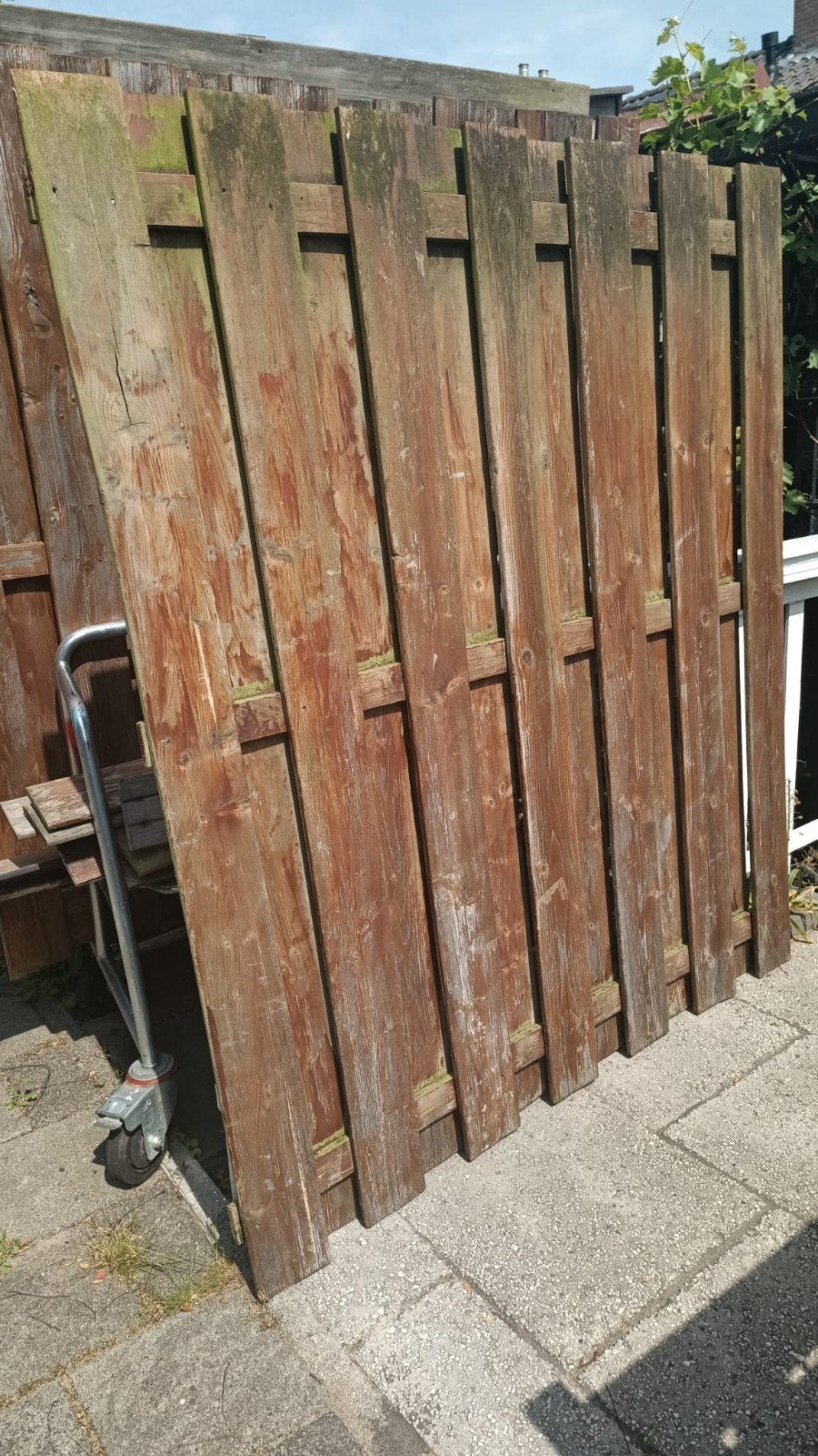 Partij geïmpregneerde schuttingen en hardhouten planken, Tuin en Terras, Schuttingen, Ophalen, Hout, Minder dan 3 meter, 1 tot 2 meter