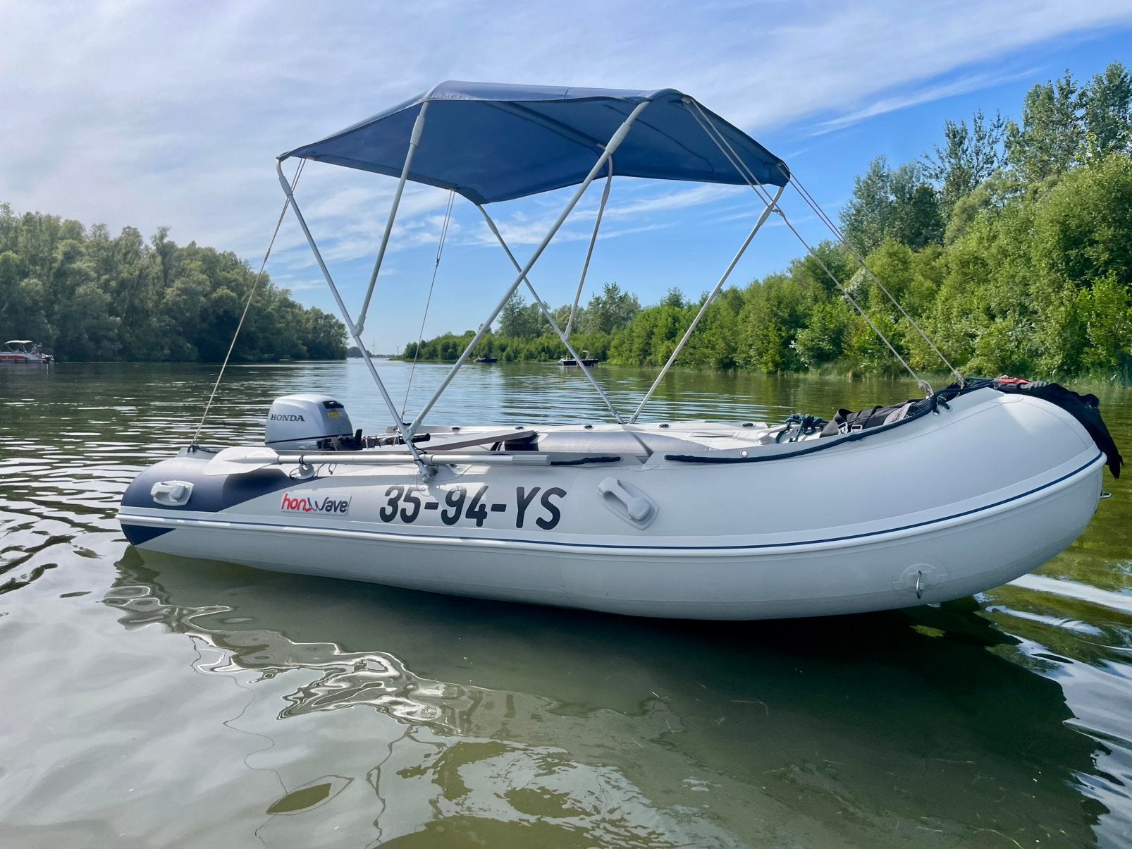 Rubberboot 400 honwave met Honda 20pk 4-takt, Aluminium, Gebruikt, Ophalen, Overige merken
