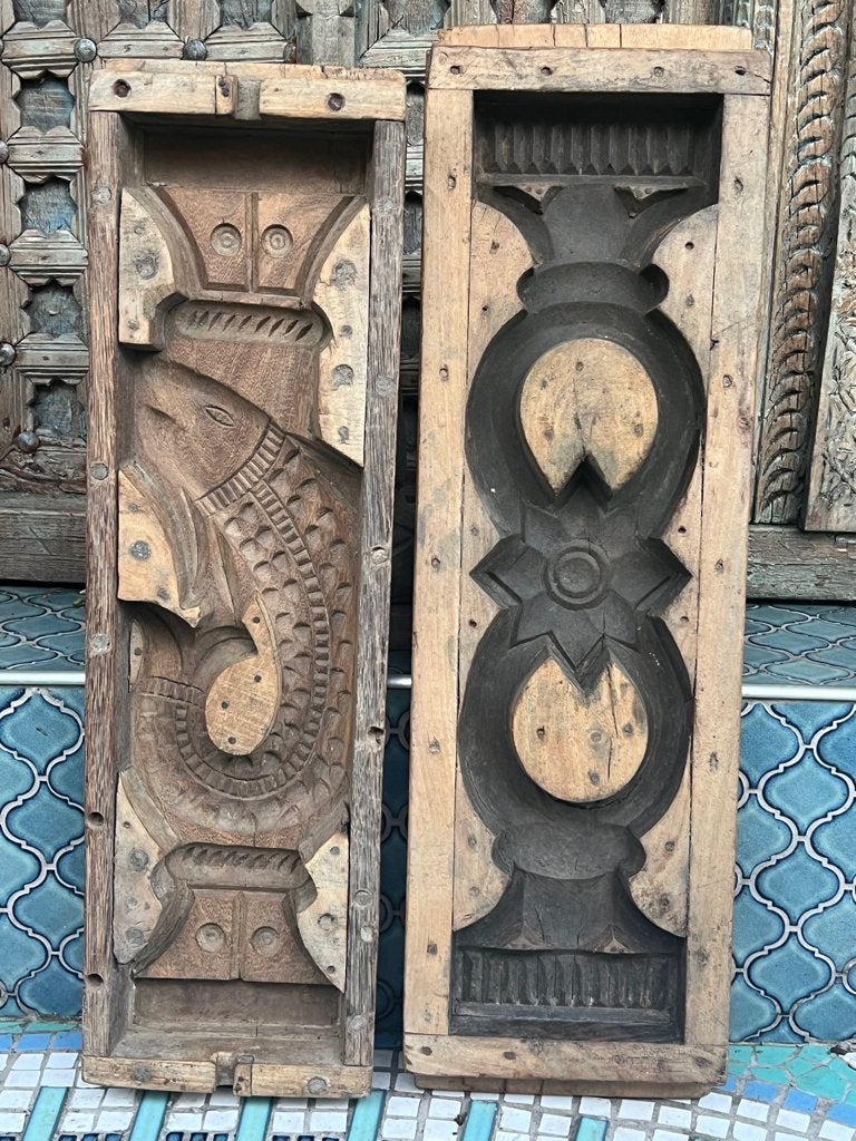 Indiase mal uit India decoratie houtsnijwerk wanddecoratie, 22 cm, Verburgt Vintage, Boho, 72 cm